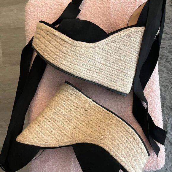 Women's Espadrilles Wedge Sandal Heels, Open Toe, Lace Up Platforms, 8.5 - Picture 4 of 5